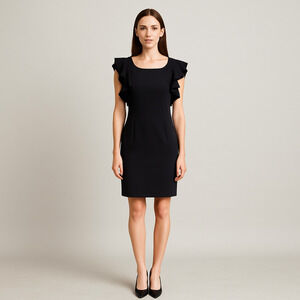 Tommy Hilfiger Black Ruffle Sleeve Sheath Dress Size 12